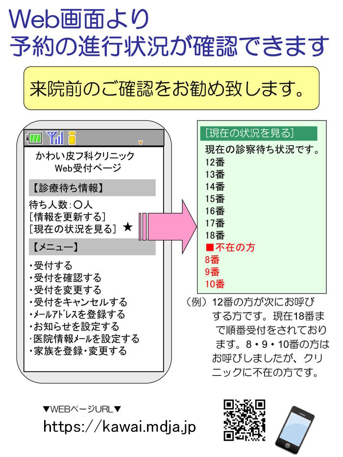 予約の進行状況が確認できます